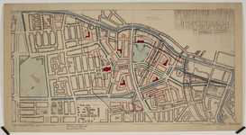 217108 Kaart voor het uitbreidingsplan Pijlsweerd te Utrecht, met de ontworpen straten en huizenblokken tussen de ...